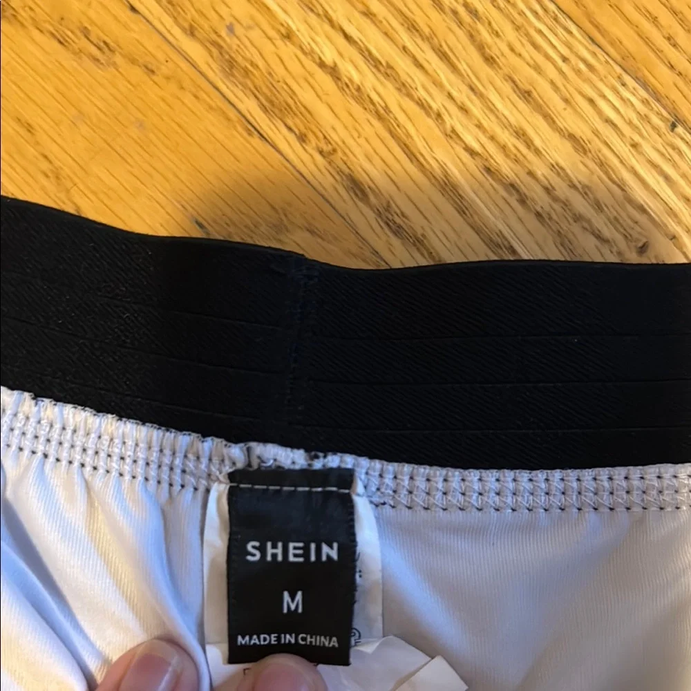 SHEIN Black and White Athletic Shorts with Compression Layer - Picture 2 of 10